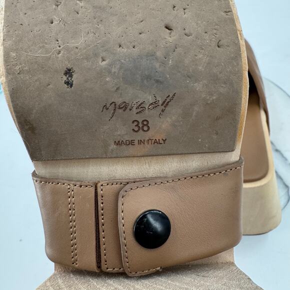 Marsèll Bottone Clogs Hazelnut Leather Size 38 Platform Mules - Picture 10 of 14
